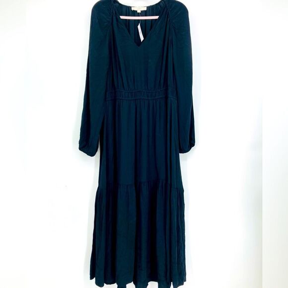 Loft Viscose Elegant Black Maxi Dress XL - Picture 1 of 7